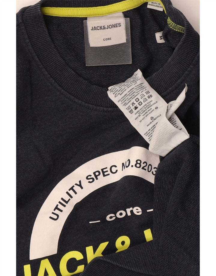 Jack & Jones moletom gráfico masculino jumper médio azul marinho algodão