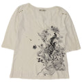Top feminino Lee manga 3/4 Reino Unido 16 grande algodão branco