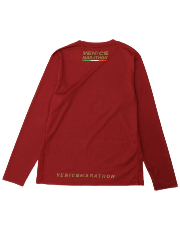 Asics Mens Venice Marathon Graphic Top manga comprida pequeno vermelho
