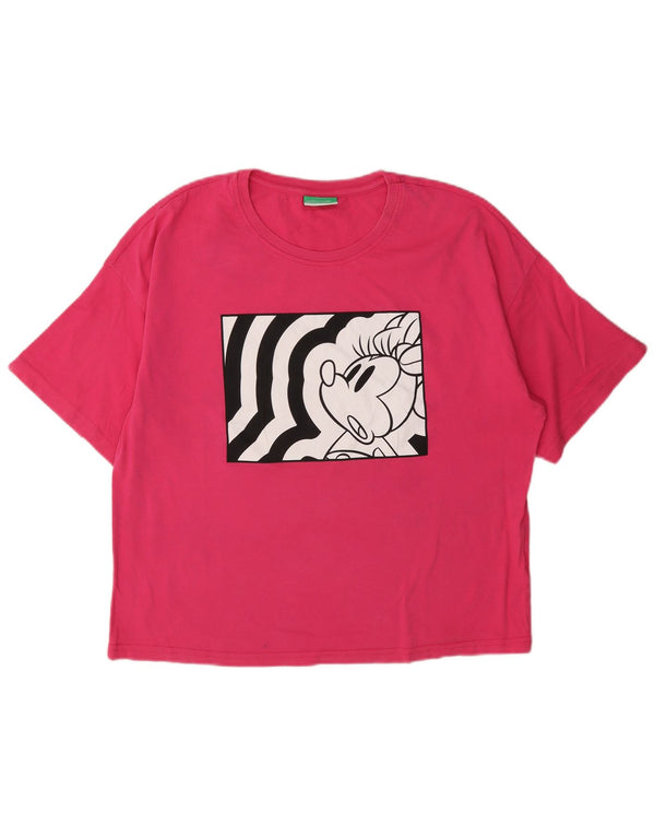 Benetton Camiseta Feminina Disney Graphic Top UK 16 Grande Rosa