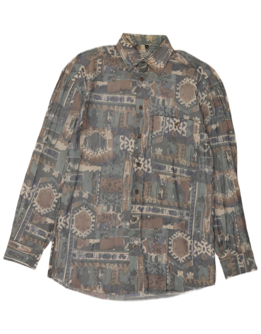 Camisa masculina C&A com estampa abstrata tamanho 37/38 pequena viscose multicolorida