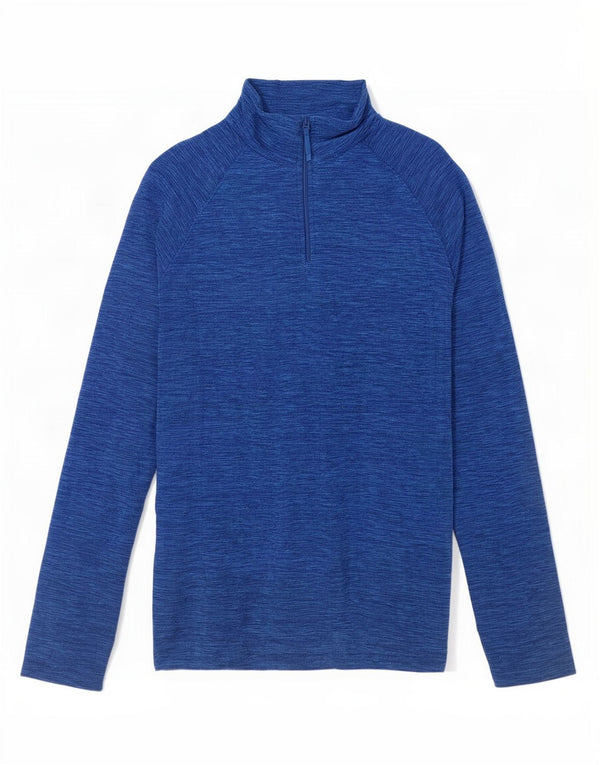 Suéter de lã masculino Mountain Warehouse com zíper e gola média azul salpicado