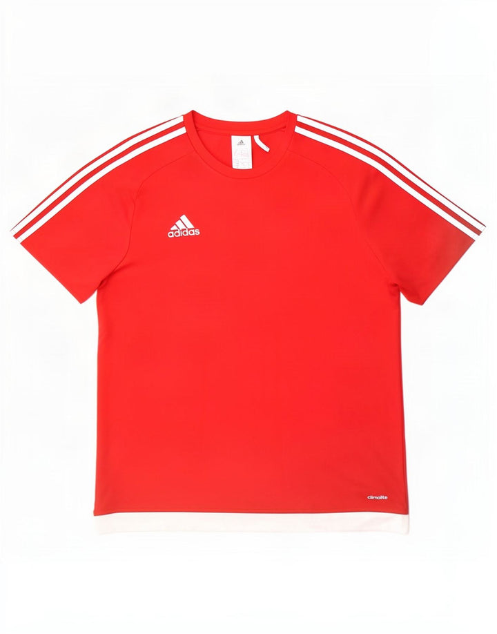 Adidas Mens Climalite Camiseta Top Grande Poliéster Colorblock Vermelho