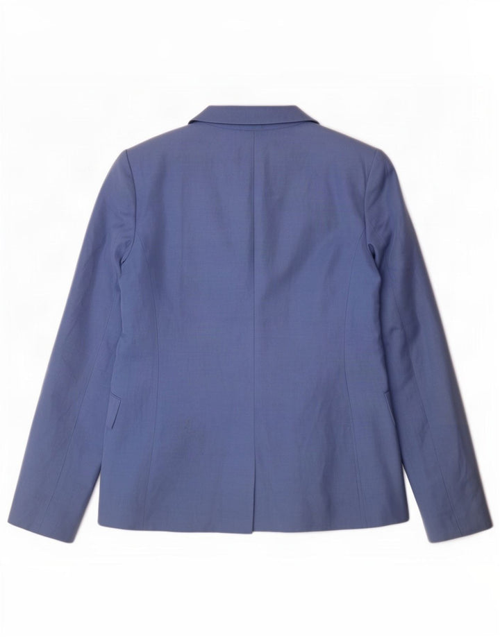 Jaqueta blazer feminina de 2 botões Hobbs UK 12 linho azul médio