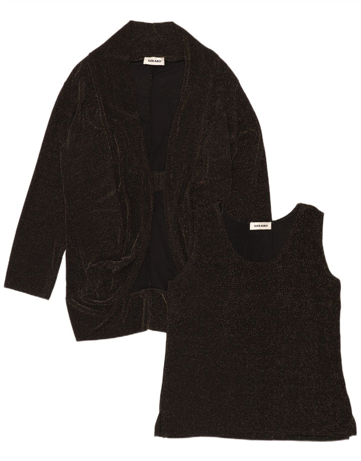 Conjunto vintage feminino de 2 peças UK 18 XL preto nylon