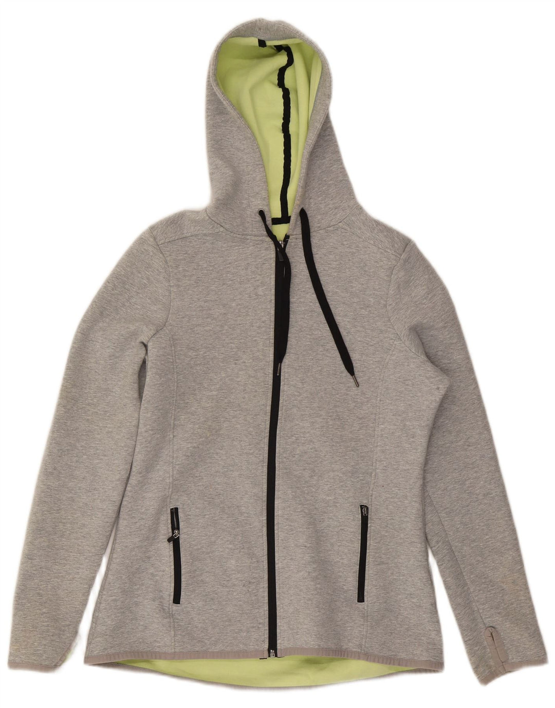 Suéter feminino Marks & Spencer com capuz e zíper Reino Unido 12 algodão cinza médio