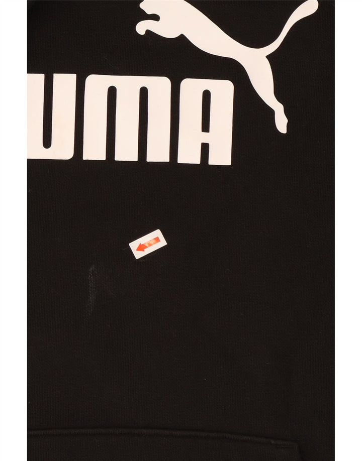 PUMA feminino gráfico moletom com capuz UK 14 médio algodão preto