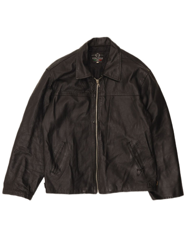 Jaqueta de couro masculina vintage UK 40 grande couro preto
