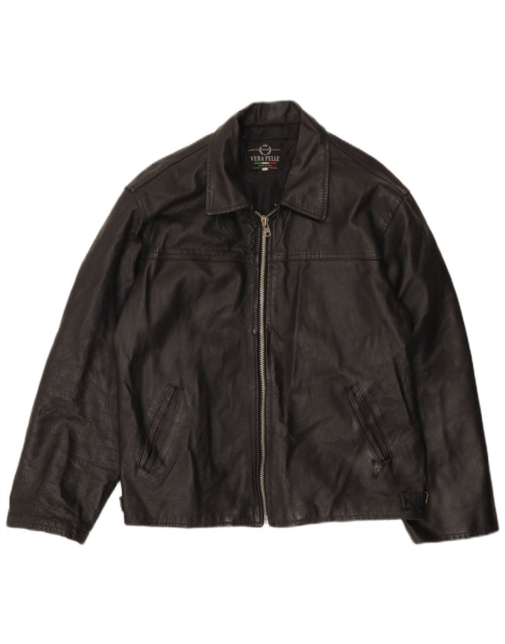 Jaqueta de couro masculina vintage UK 40 grande couro preto
