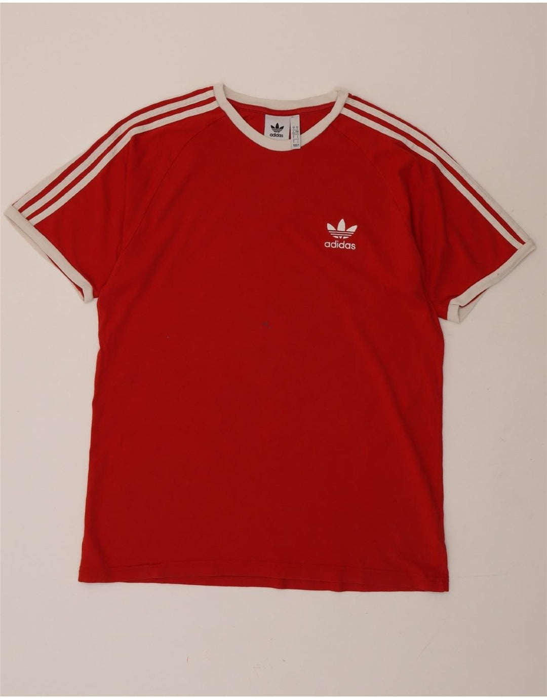 ADIDAS Mens T-Shirt Top Grande Algodão Vermelho