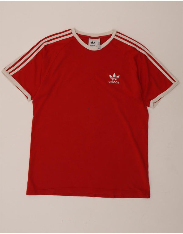 ADIDAS Mens T-Shirt Top Grande Algodão Vermelho