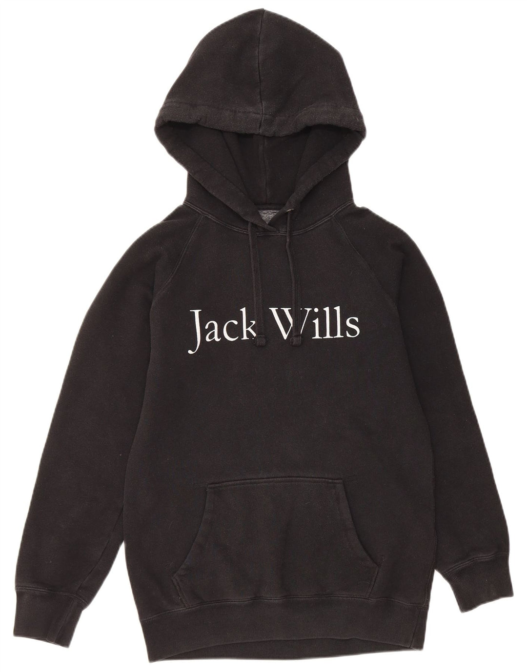 Jumper feminino com capuz gráfico grande JACK WILLS Reino Unido 6 XS algodão preto
