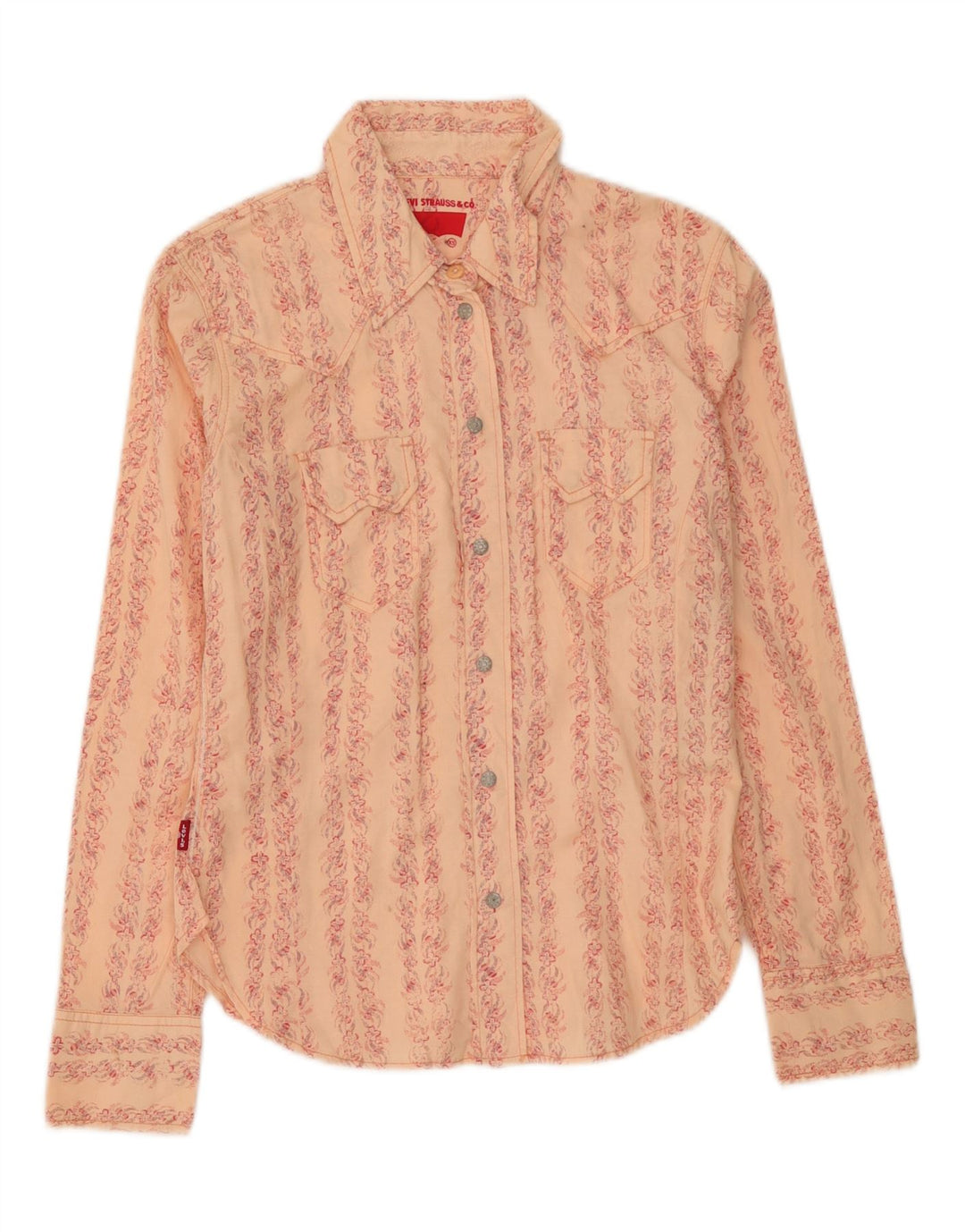 LEVI'S Womens Shirt UK 6 XS Pink Floral Cotton Vintage Levi's and Second-Hand Levi's from Messina Hembry 