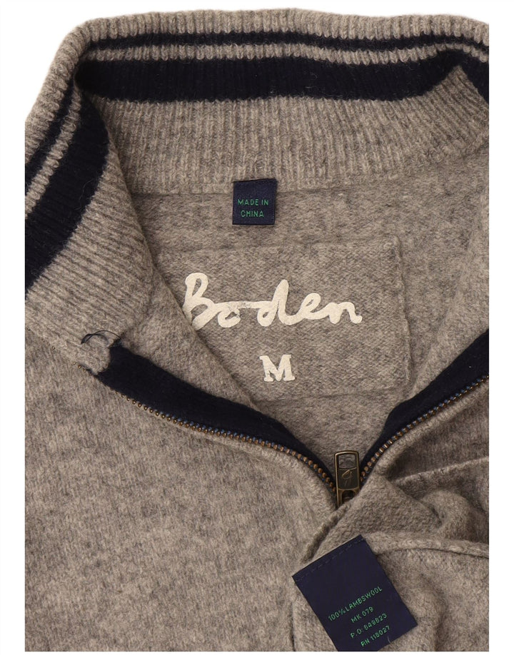 Suéter feminino Boden com zíper e gola uk 14 lã manchada cinza médio