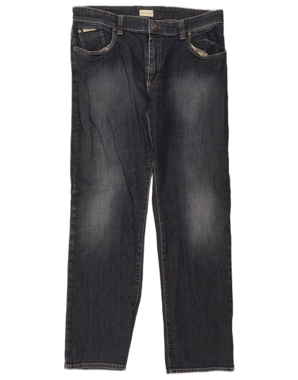 Calça jeans reta masculina Calvin Klein W34 L30 azul marinho algodão