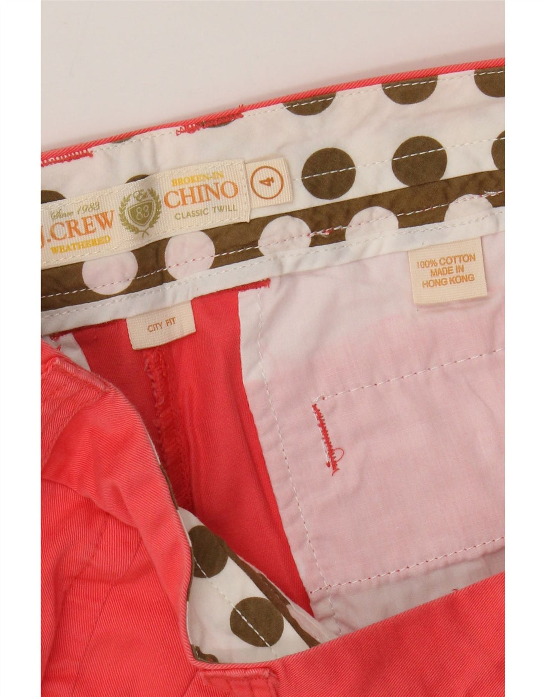 J. Crew Shorts feminino City Fit Chino US 4 pequeno W32 algodão rosa