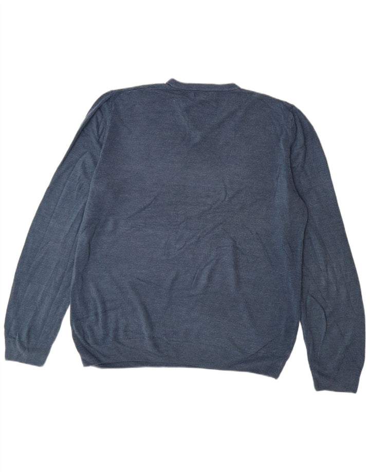 Suéter masculino Marks & Spencer com decote em V 3XL azul acrílico