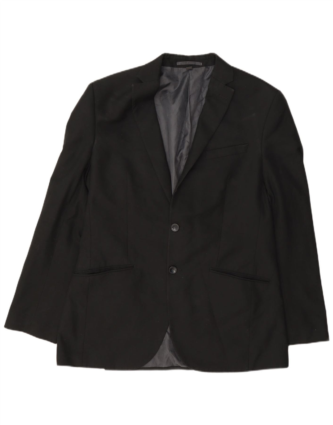 Jaqueta blazer masculina de 2 botões Marks & Spencer Reino Unido 40 poliéster preto médio