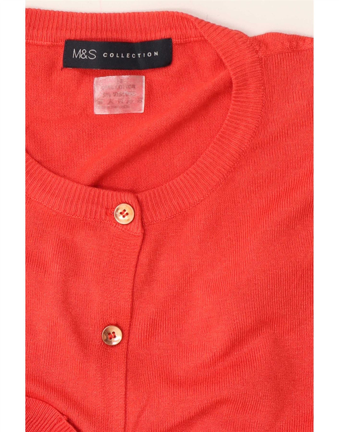 Suéter cardigã feminino Marks & Spencer Regular Fit Reino Unido 12 algodão vermelho médio