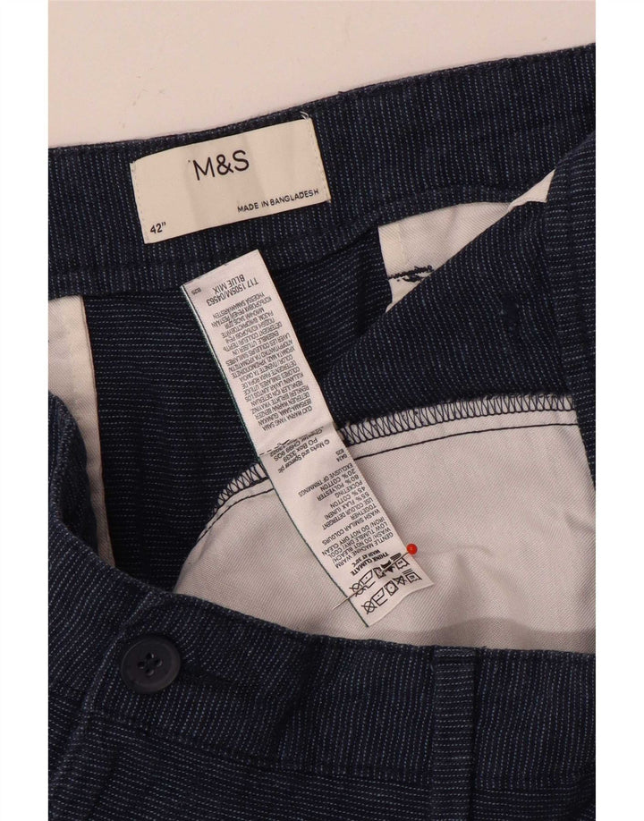 Shorts chino masculino Marks & Spencer W42 2XL linho azul