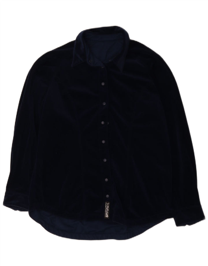 Camisa feminina de veludo grande Paramo Reino Unido 10 pequena azul marinho