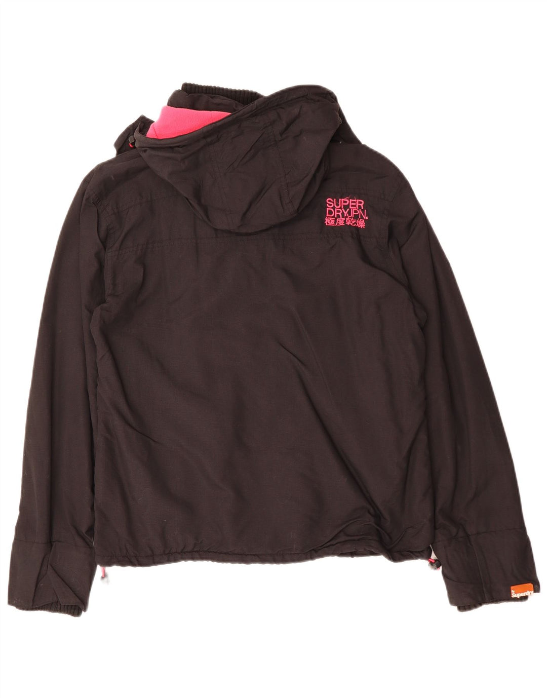 Jaqueta corta-vento feminina SUPERDRY com capuz e capuz Reino Unido 18 XL preto nylon