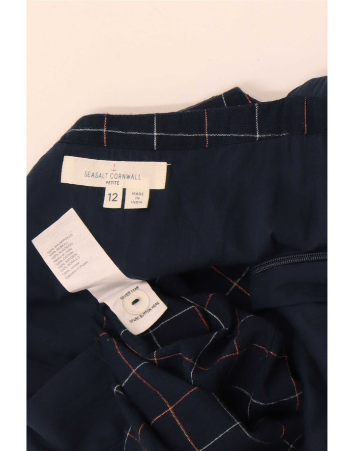 Macacão feminino Seasalt Cornwall Petite Reino Unido 12 algodão xadrez médio azul marinho