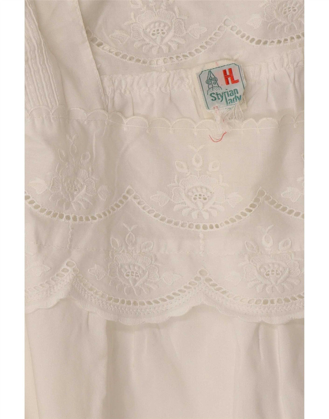 Blusa feminina vintage UK 16 grande floral branco