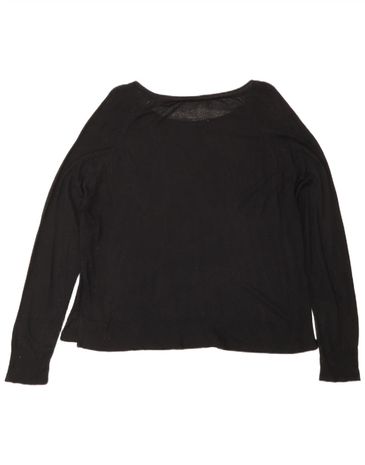 Suéter feminino Zara com gola canoa UK 14 médio preto