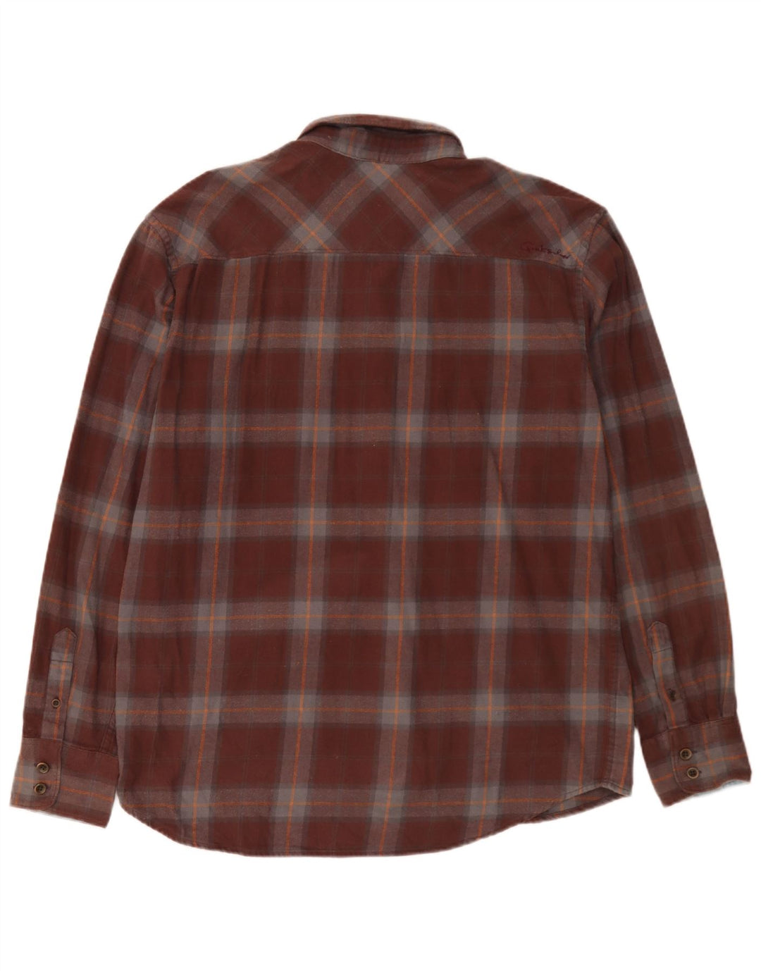 Camisa masculina de flanela Quiksilver grande algodão xadrez marrom