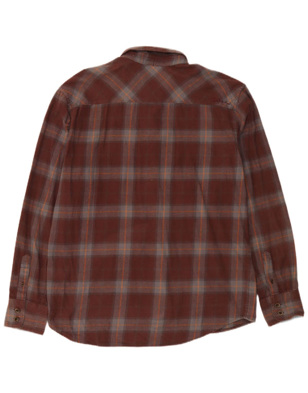 Camisa masculina de flanela Quiksilver grande algodão xadrez marrom