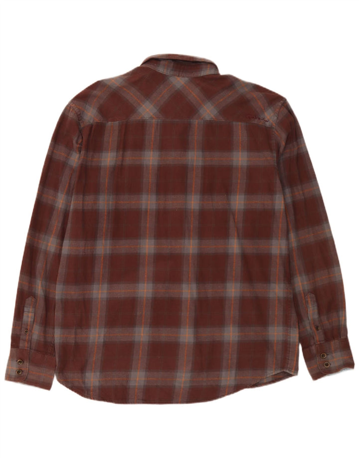 Camisa masculina de flanela Quiksilver grande algodão xadrez marrom