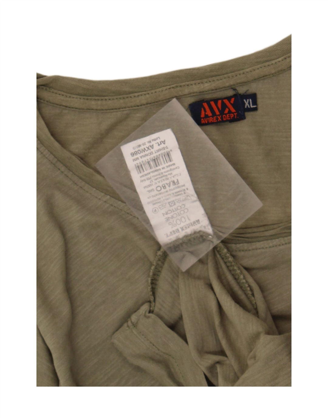 Camiseta feminina Avirex UK 18 XL algodão cáqui