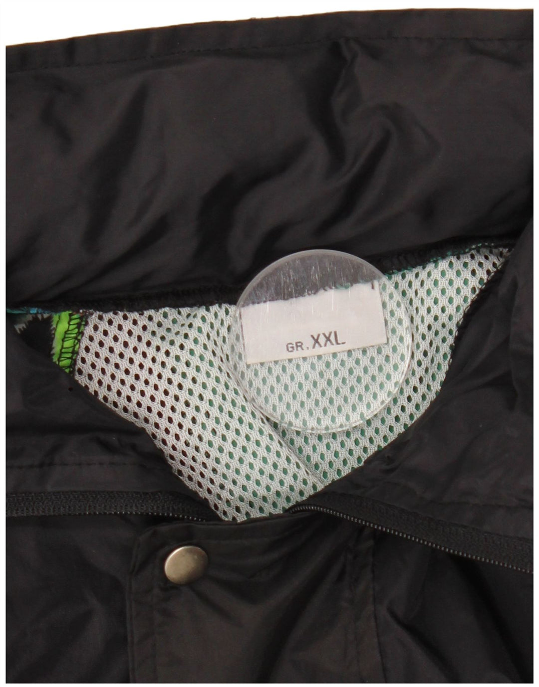 Jaqueta de chuva masculina VINTAGE com capuz UK 44 2XL preta geométrica