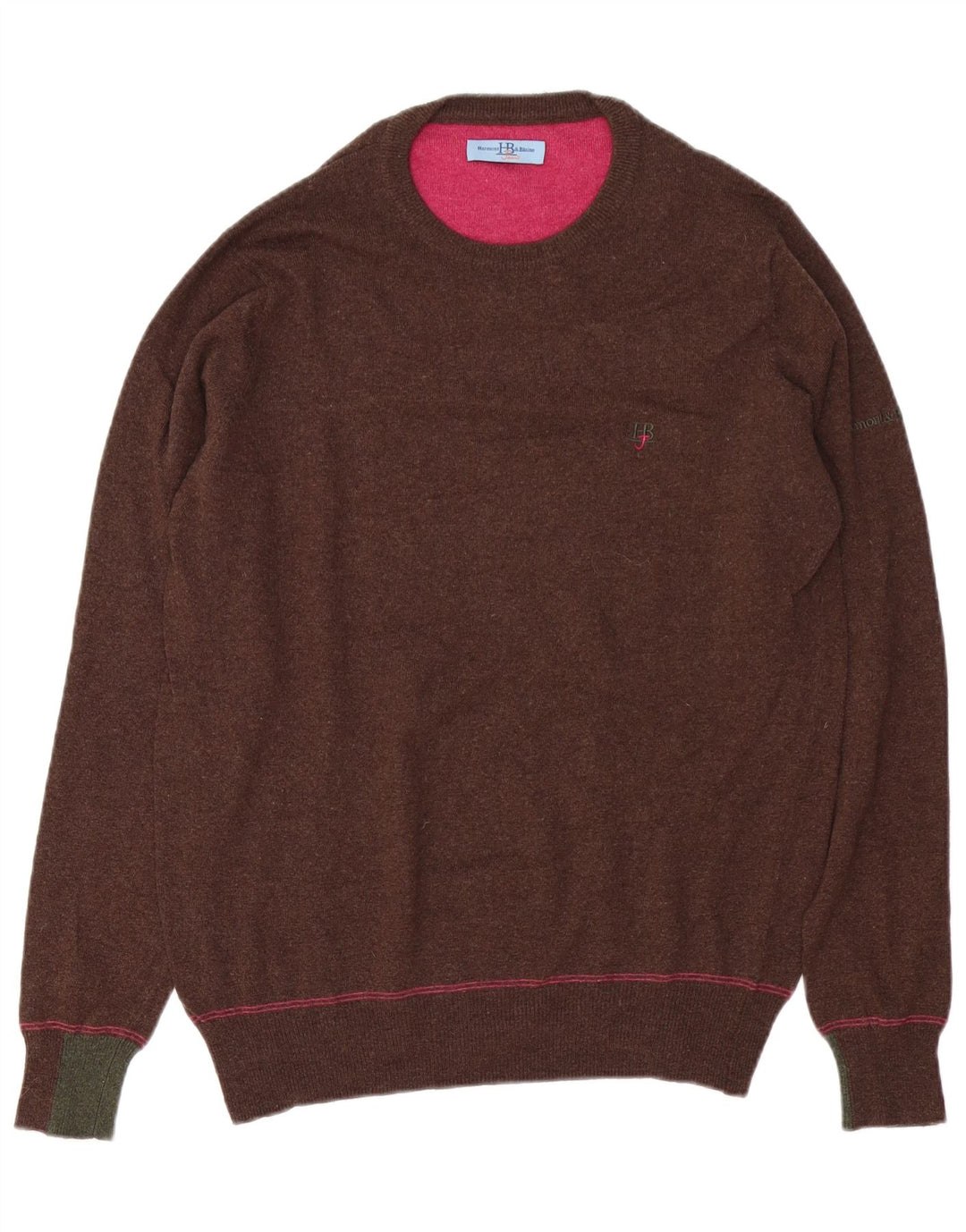 Suéter masculino Harmont & Blaine com gola redonda, lã marrom médio