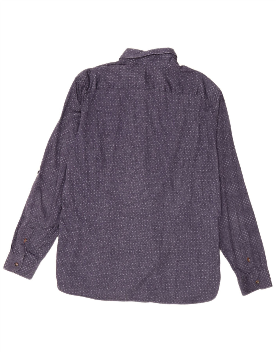 Camisa masculina Ted Baker tamanho 6 2XL algodão manchado azul marinho