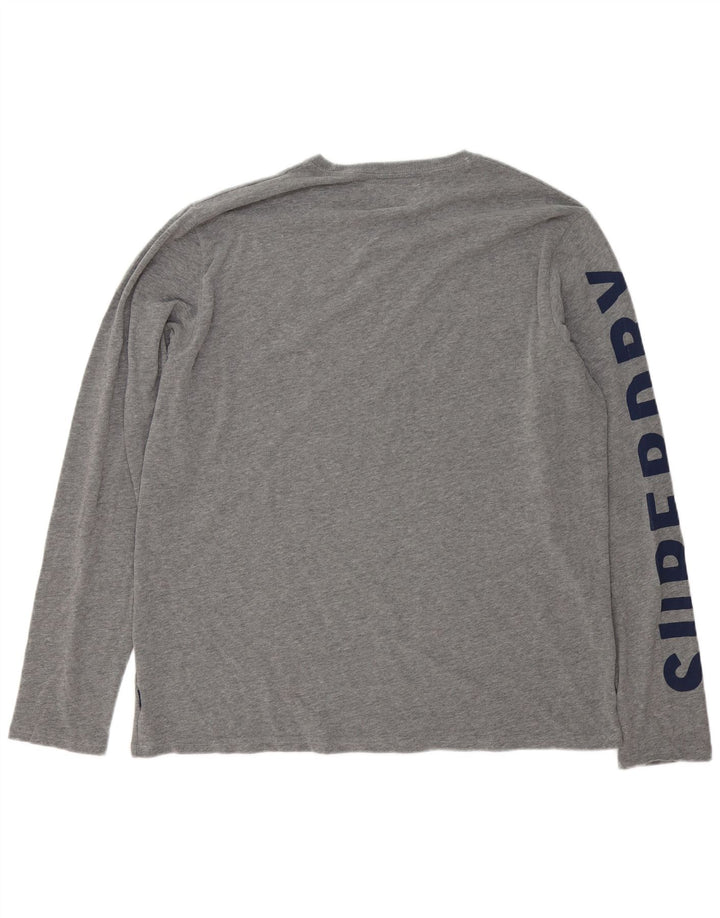 Top gráfico masculino Superdry manga comprida 3XL algodão cinza