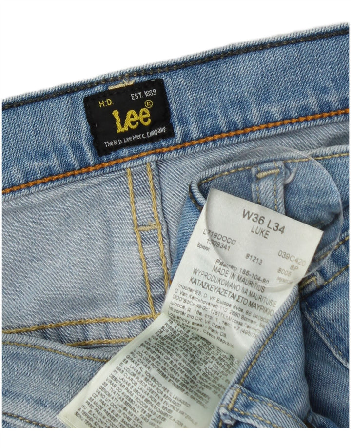 LEE Masculino Luke Slim Jeans W36 L34 Azul Algodão