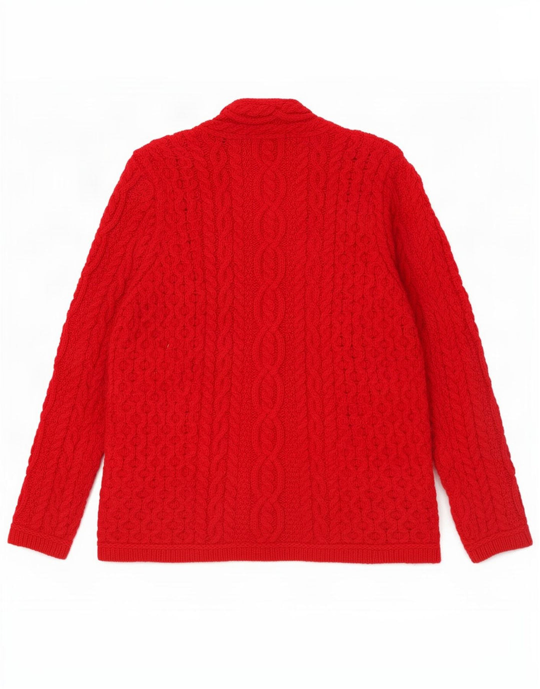 Suéter cardigã feminino Aran Crafts UK 14 lã merino vermelha média