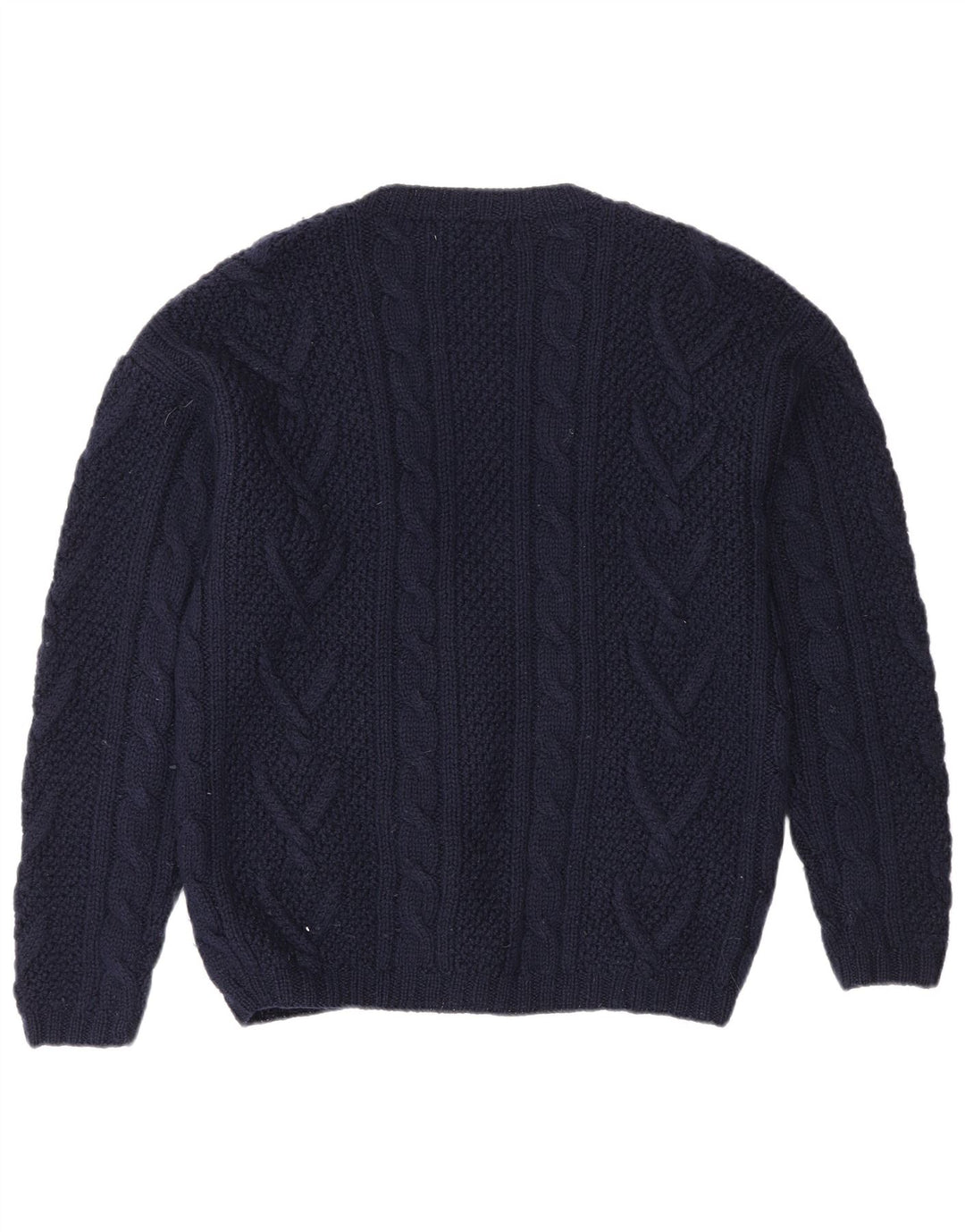 Suéter cardigã feminino grande L.L.Bean Reino Unido 10 pequeno lã azul marinho