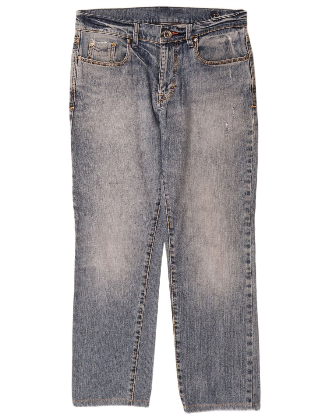 Rifle feminino jeans reto W31 L28 algodão azul