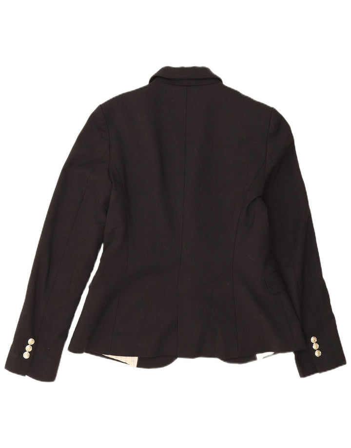Jaqueta blazer feminina Zara com 1 botão Reino Unido 12 algodão preto médio