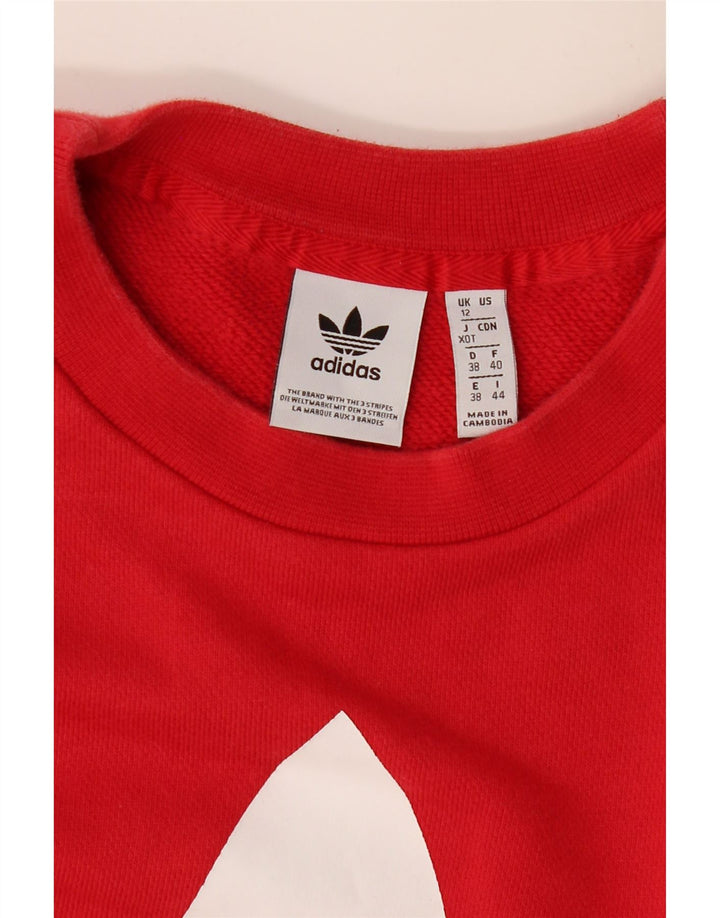 ADIDAS Womens Graphic Sweatshirt Jumper UK 12 Médio Algodão Vermelho