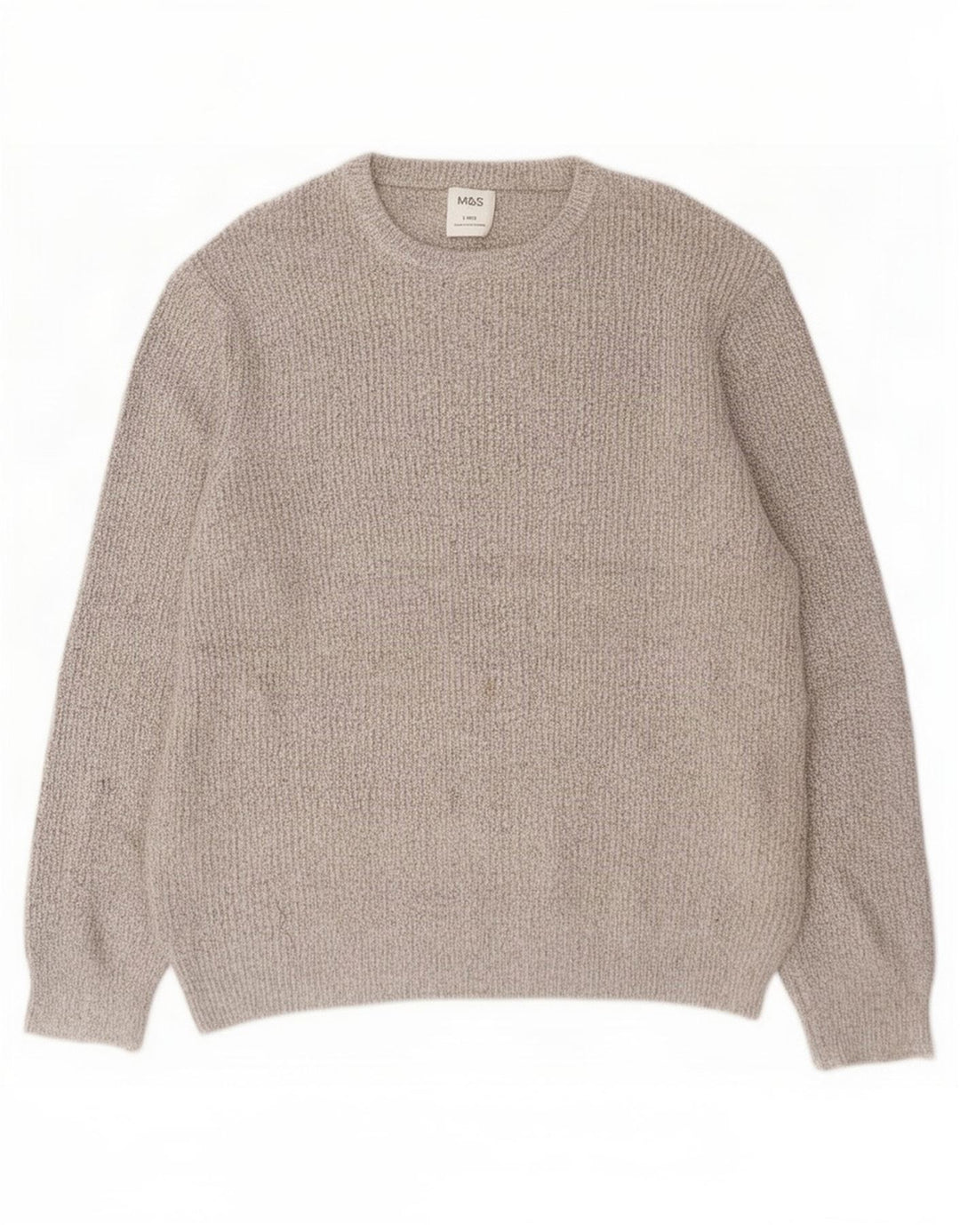 Suéter masculino Marks & Spencer com gola redonda, grande poliamida bege