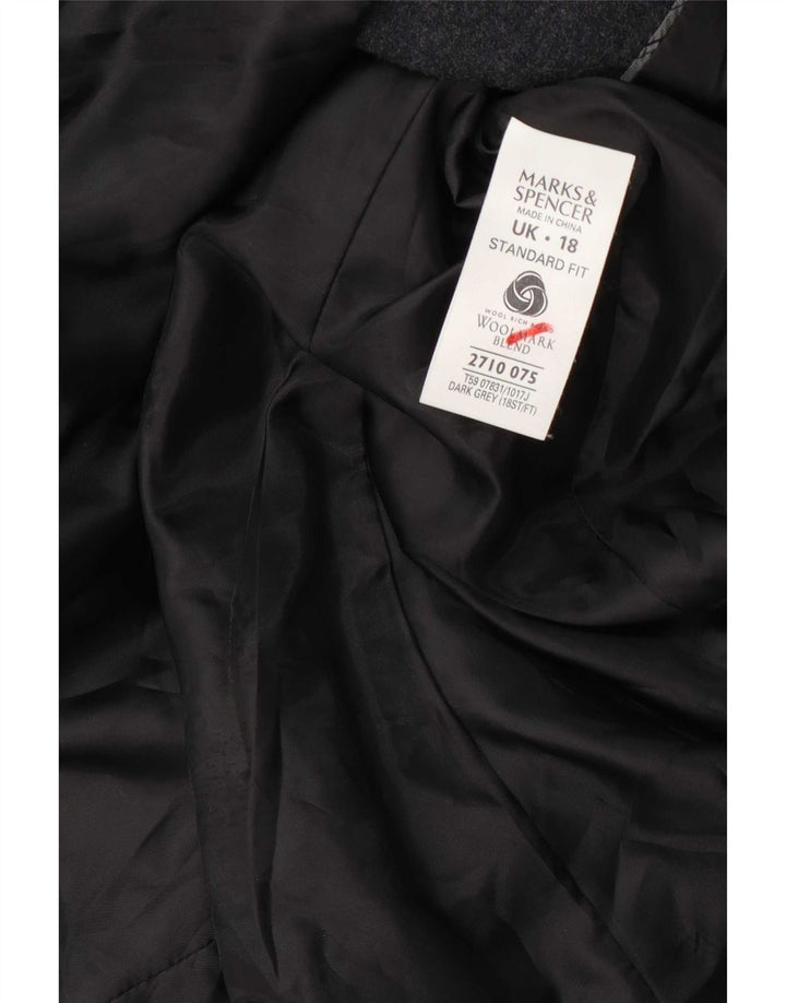 Sobretudo curto feminino Marks & Spencer Reino Unido 18 XL lã cinza