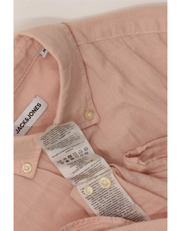 Camisa masculina de manga curta Jack & Jones algodão rosa médio