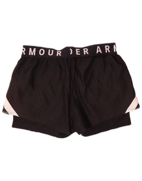 Shorts esportivo feminino Under Armour Heat Gear UK 14 grande bloco colorido preto