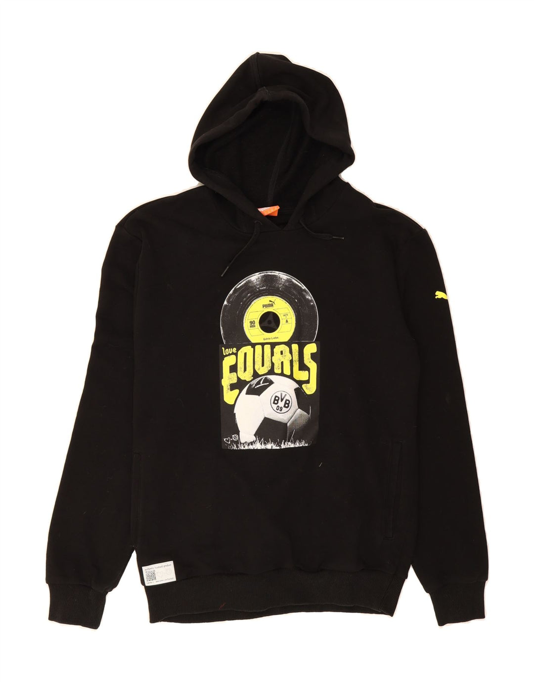 PUMA Mens BVB Dortmund Graphic Hoodie Jumper XL Black Cotton Vintage Puma and Second-Hand Puma from Messina Hembry 
