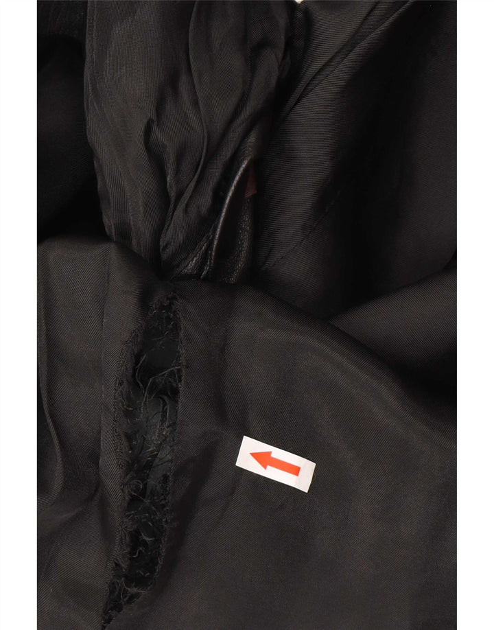 Jaqueta blazer masculina vintage de couro com 4 botões Reino Unido 36 pequena preta