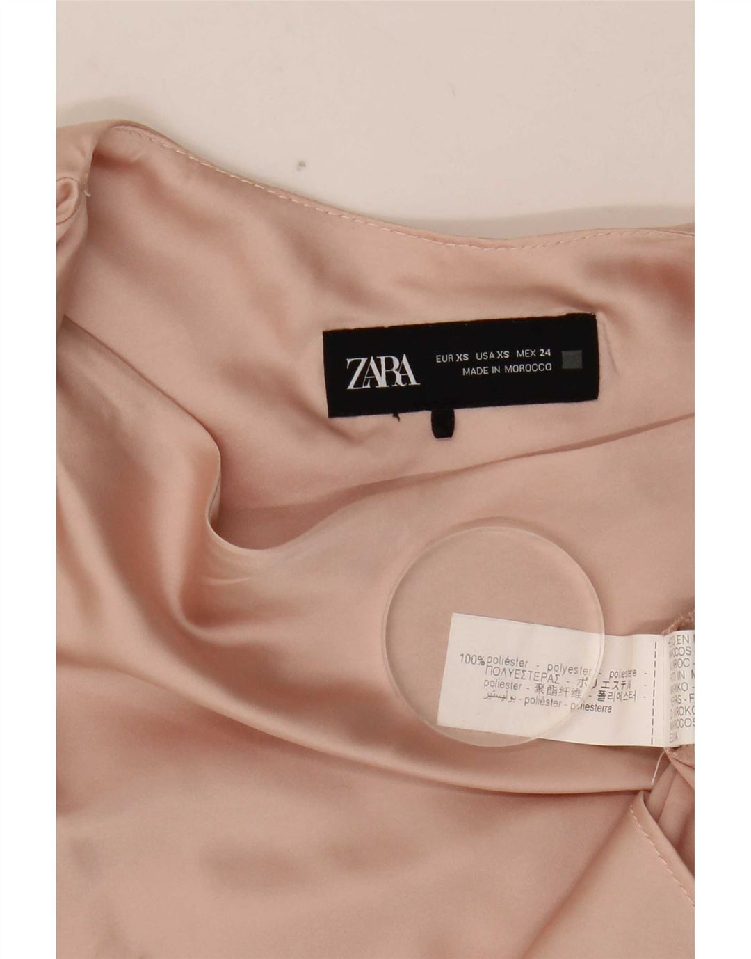 Blusa feminina sem mangas Zara Top UK 6 XS rosa poliéster